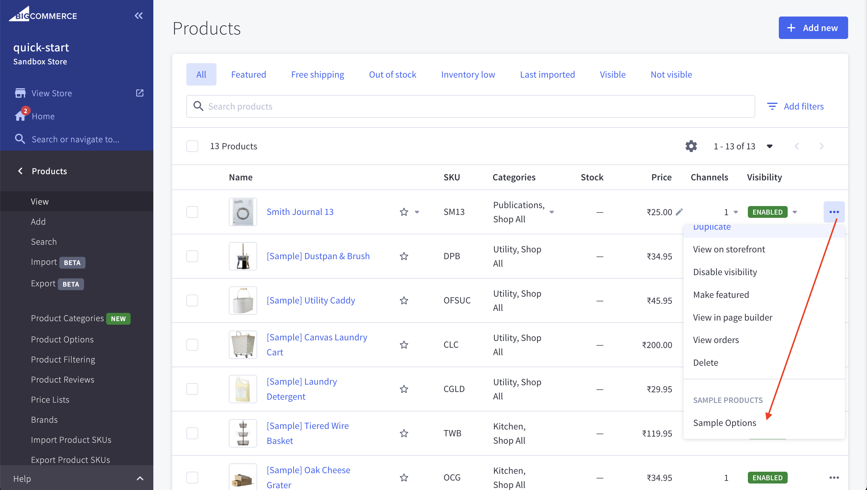 Sample Products BigCommerce App User Guide